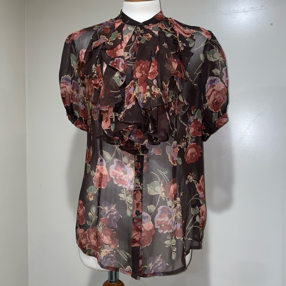 Ralph Lauren 100% silk ruffle blouse